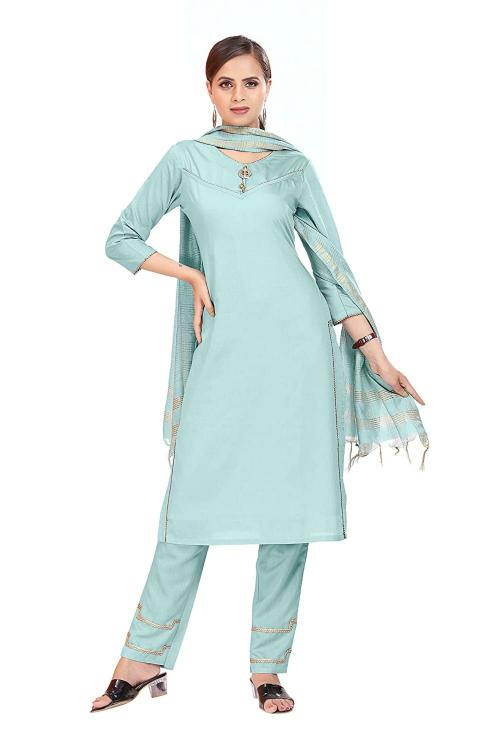 Madhuram Women Blue Solid Straight Kurta Set