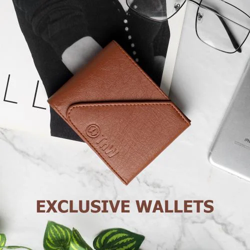 TnW Men's Artificial Leather Designer Wallet with Flap Closure Tan