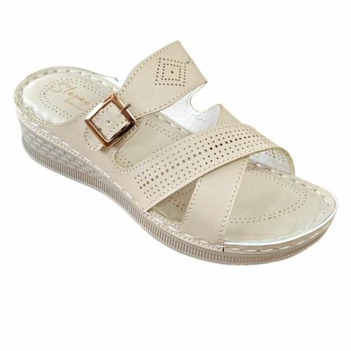Stepee Comfort Slipper Cream Casual & Dailywear Slip on Flats Orthopedic Comfortable Slippers for Women
