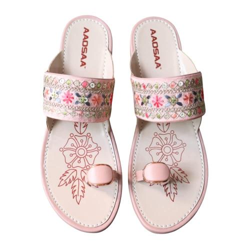 AAOSAA Kolhapuri Kapsi Flat Fashion Footwear for Women