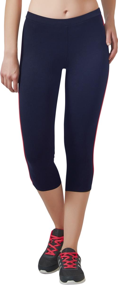 Lactra Essential 3/4 Track pant Navy Yoga Gym Workout & Active Sports Fitness Leggings for Women