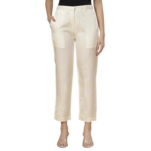 Women's/Girls Rayon Formal Pant Regular Fit, Elegant and Easy Wash- Off White