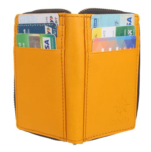 Rabela Men's Slim Bifold Grain Leather Multi Card Holder Wallets Gift Box Wallet RW-2102 (Yellow)