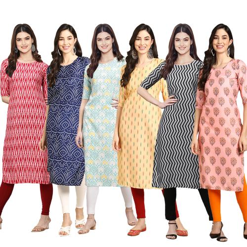 1 Stop Fashion Women's Crepe Digital Print Straight Kurta {W-328-366-343-360-336-368_S}