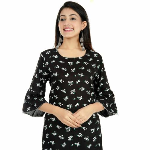 AYUSH TEXTILES Black Barry Kurtis & Tunics For Women- Size-XXXL