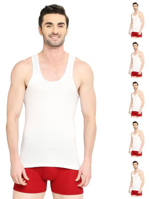 VIP Supreme Men's 100% Cotton White Vest | Moisture Absorbent Inner wear for Men - Pack of 6