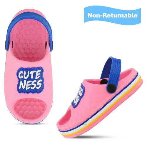 ONFEET Kids Stylised Comformtable Lightweight CuteNess Typographic Pink Casual Clogs for 15 Months to 3.5 Years Boys/Girls/Toddler/Infant/Babies