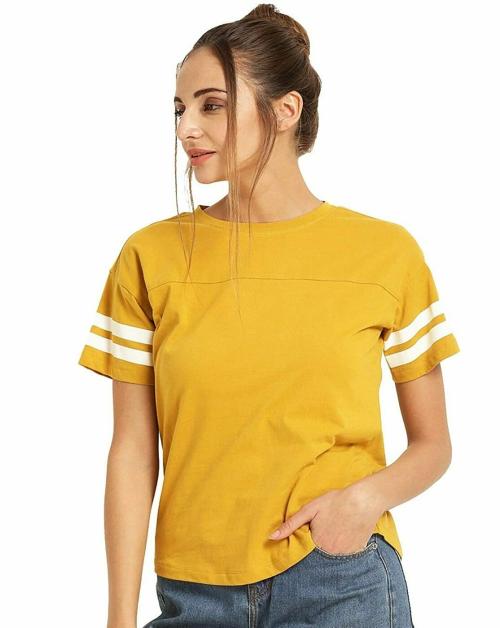 Ytrick Women Strip Plain Tshirt