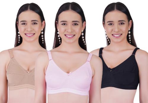 Skin Beauty Women's Non Padded Bra Cotton Blend Bras Full Coverage (SBB108-Pack Of -3) (36 B)