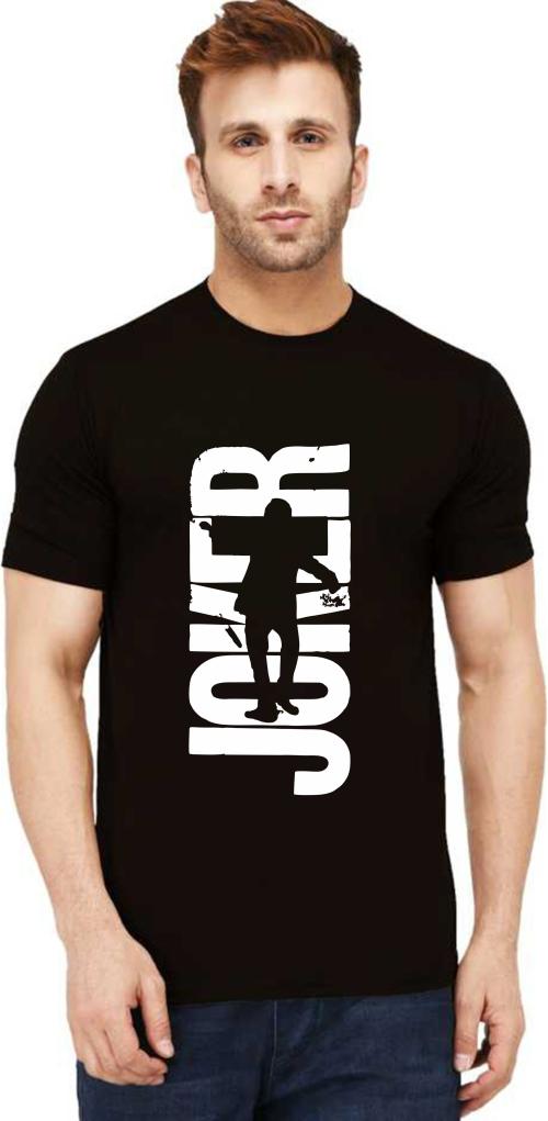 Uniplanet Store Men Black Graphic Pure Cotton Round Neck T-Shirt - S (URT-JOKER-TYPO-BLACK-20)
