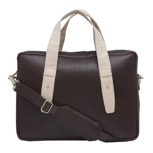 Mboss Brown Faux Leather Laptop Messenger Bag, 8.5 L