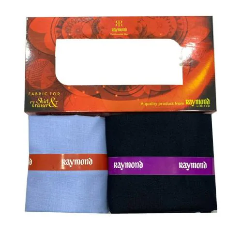 Raymond Blue Solid Pc-Cotton Shirt & Trouser Fabric in Window Box Packing (Shirt-2.25 m, Pant-1.20 m) R-Onyx-2