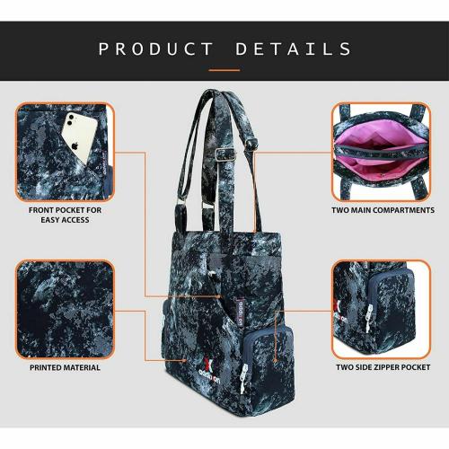 Addixon Black And Grey Silk And Polyester Shoulder Bag And Tote Bag For Ladies (AE1006)