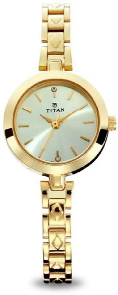 Titan Free Size Gold Dial Gold Strap Analog Watch For Women - (2598YM01)
