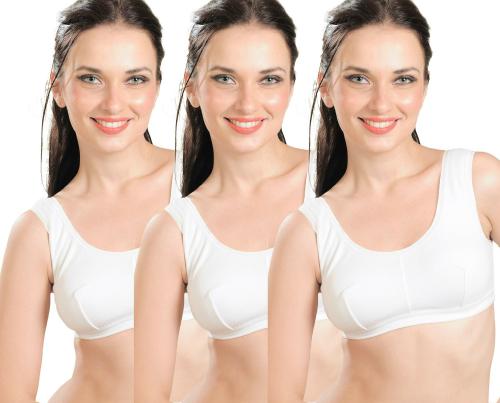 Madam Women White Non Padded Bra 30 (Pack of - 3)
