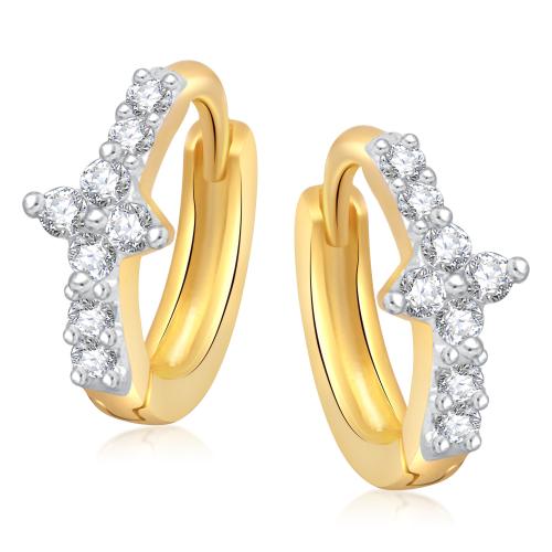 Vshine Fashion Jewellery Fair Exclusive Earring Bali Set American Diamond Studded Gold Plated Fashion Jewellery Huggie Studs Earring Bali Set For Women, Girls, Girlfriend & Wife