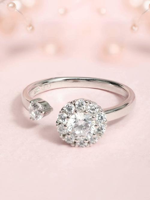 AJS 925 Sterling Silver Unique Spin Ring Adjustable & Durable Ring Gift for Women & Girls