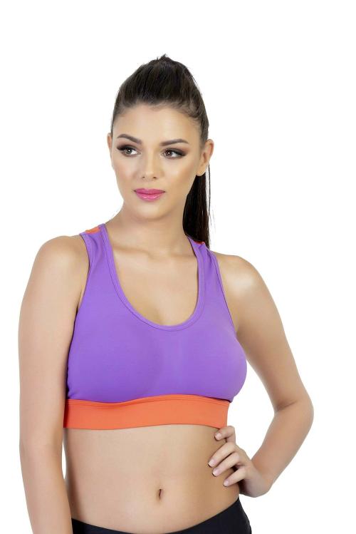 ENVIE Women's Racerback Sports Bra/Full Coverage, Non-Padded, Non-Wired/Workout/Yoga/Exercise/Running, Inner Wear for Ladies T-Shirt Type Bra - Purple (XL/38)
