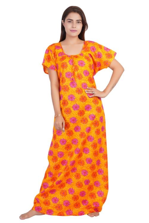 Buy NACNO Women's Printed Cotton Nighty/Maxi/Nightgown cotton Night Gown nightwear nighty Yellow