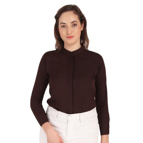 Hunoor Formal Women and Girls Shirts Brown Size Pack of 1 l women formal shirt l women shirt