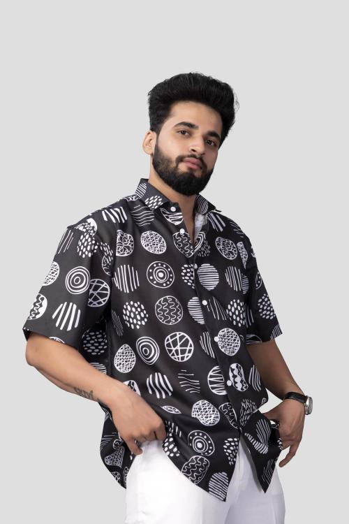 Brown Brothers Men Black Printed Cotton Blend Casual Shirt (Xl)