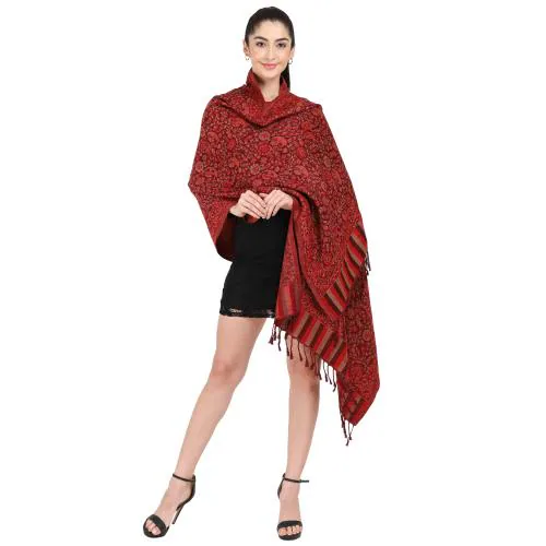 Cashmere Craft Wollen Red Winter Shawl for Women & Girls (Scarf Stole 3014)
