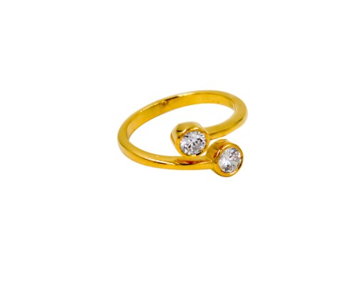 Matelcaratas 925 Sterling Silver Open Circle Ring Gold Finish Suitable for Women and Girls Adjustable Ring