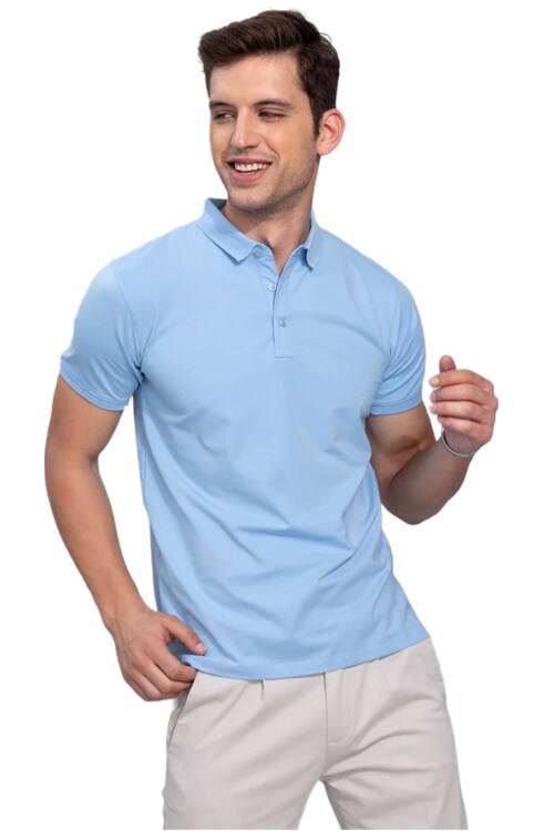 Sky Blue - XL Solid Polo T shirt For Men TeesTheDay