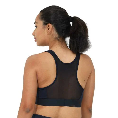 ENVIE Women's Cotton Padded Sports Bra/Removable Pad, Cross Back, Full Coverage, Non-Wired, T-Shirt Type Bra/Workout/Yoga Ladies Inner Wear Daily Use Sports Bra - (Navy_M)