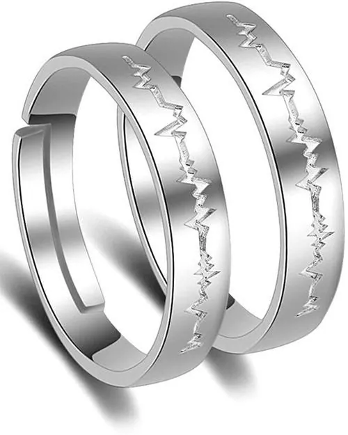 Buy NEXT CREATION Stainless Steel Sterling Silver Plated Ring Set