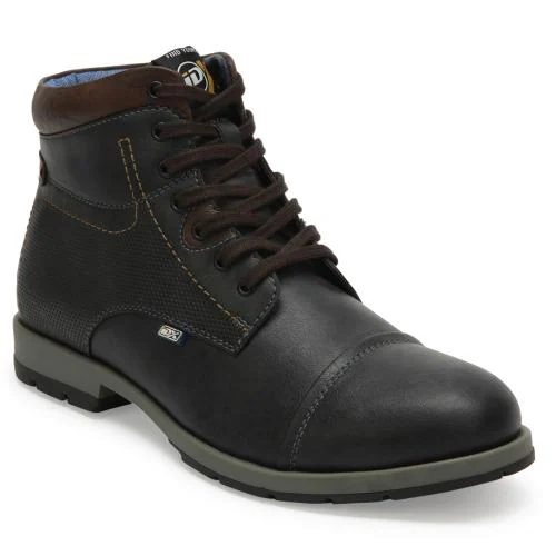 ID Men's Charcoal Black Lace-Up Classic Derby Boots