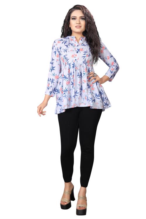 Womens Floral Light Blue Tunic
