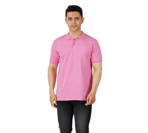 Pelian Men Pink Solid Cotton T-Shirt, Small