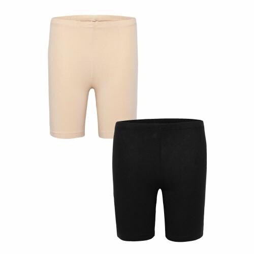 Charm n Cherish Girls Shorts - Nude and Black Combo - Pack of 2
