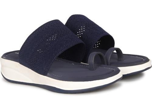 DYMO's Trendy & Comfortable Navy Blue Flat Sandals For Women