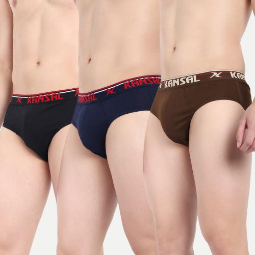 KANSAL Men's Pure Cotton Briefs - 80cm, Pack of 3