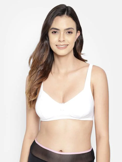 Clovia Cotton Solid Non-Padded Full Cup Wire Free Full Figure Bra - White
