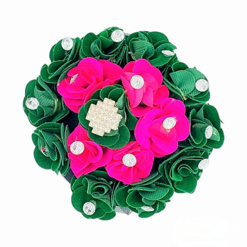 DIAN Green & Pink Full Bun Juda Maker Flower Gajra Hair Accessories