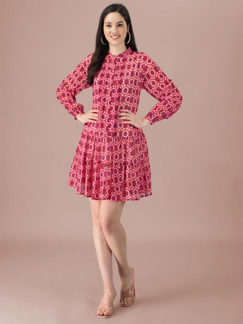 Buy Masakali.Co Women Pink Printed Fit And Flare Dress (Xxl) Online at Best Prices in