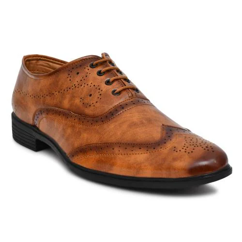 HIDA Genuine Leather Lace up Formal Shoes for men (Tan)