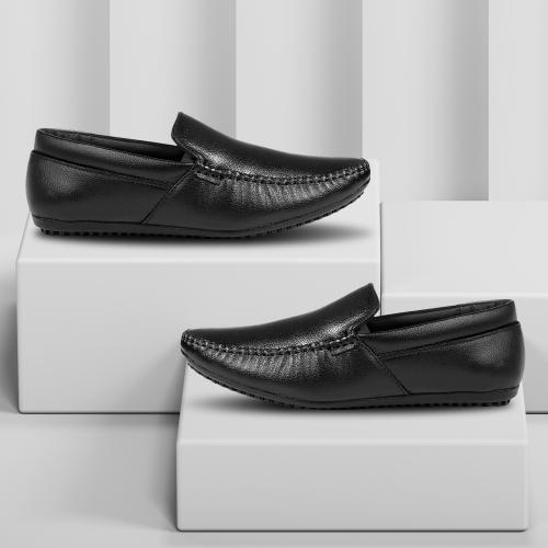 inlazer Loafer shoes men Leather|Formal Genuine Leather Loafer & Mocassins Men Shoes Loafers For Men (Black)