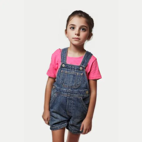 Rad Prix Girls Dark Blue Denim Dungaree Shorts