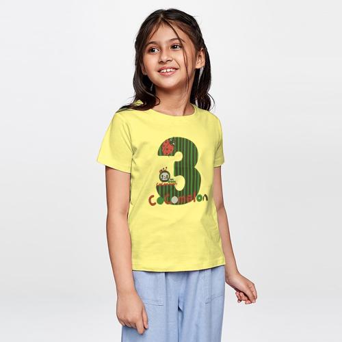Rad Prix Girls Pastel-Yellow Printed Crew Neck T-shirt