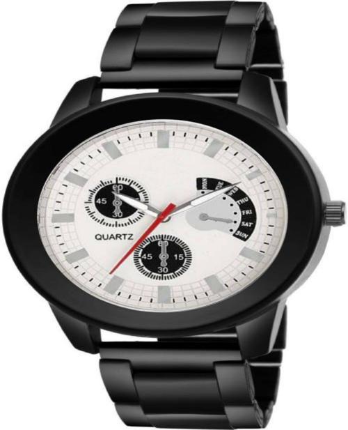 Bolun Analog Silver Dial Black Strap Watch For Men