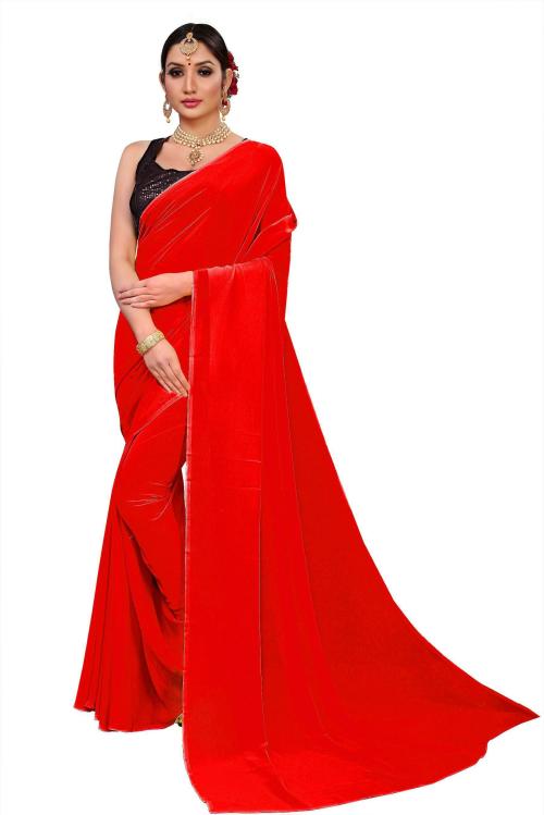 Fancynine Women Red Self Design Georgette Saree