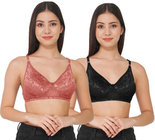Madam Fancy Lycra Full net Designer Girls/Women's Bra (Pack of 2)