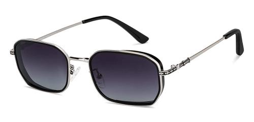 VINCENT CHASE EYEWEAR Polarized and UV Protected Rectangular Full Rim Black Sunglass (Men and Women) - Large (VC S14939)