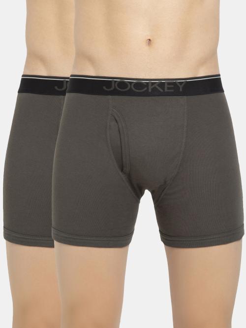 Jockey Men's Deep Olive Solid Cotton Boxer Briefs
