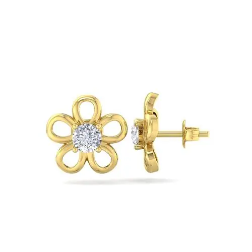 BEEZAL 14KT Real Gold & Diamond Earring for Women | Strong Design Made for Daily use | BIS Certified Hallmarked