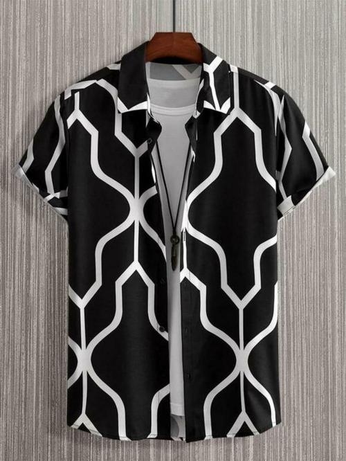 LG Men Striped Casual Black, White Shirt